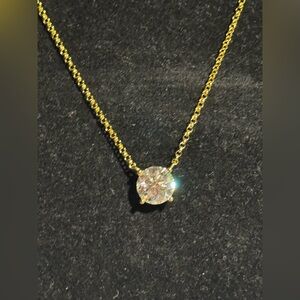 Moissanite Diamond 3c necklace, color D , Vvs1 color on gold tone chain.